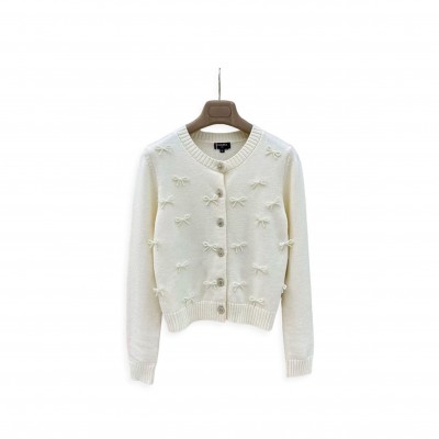 CHANEL MODEST CREW NECK BEADED WOMEN'S KNIT CARDIGAN 